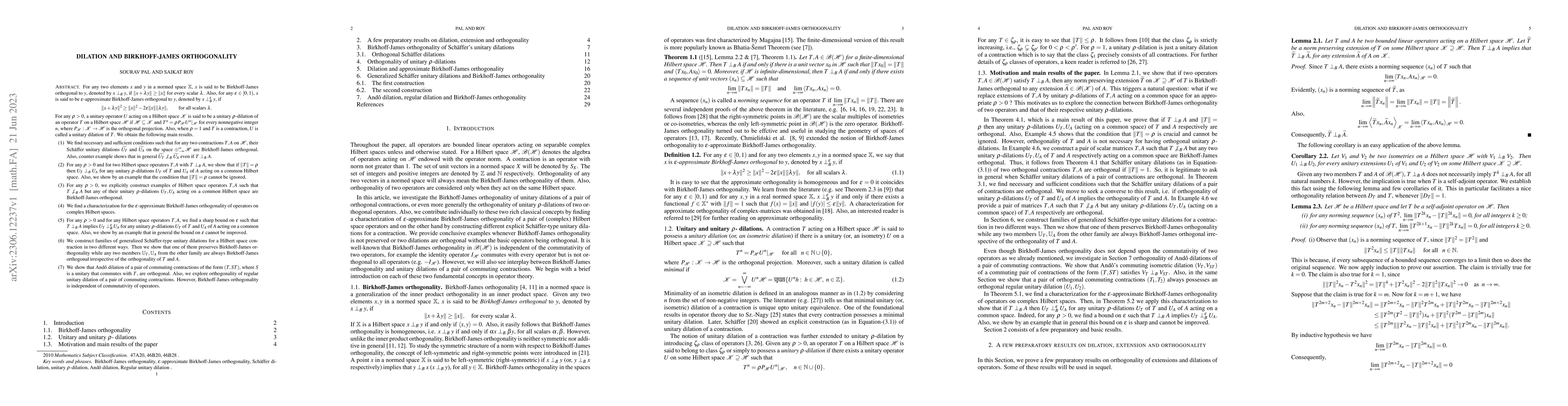 Thumbnail for Dilation and Birkhoff-James orthogonality