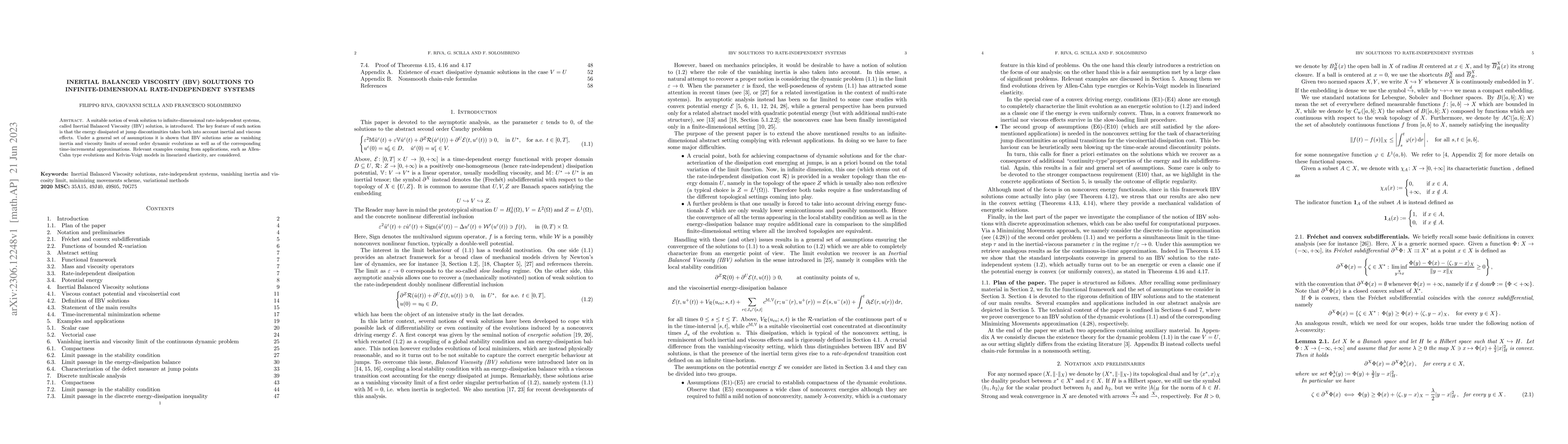 Thumbnail for Inertial Balanced Viscosity (IBV) solutions to infinite-dimensional
  rate-independent systems