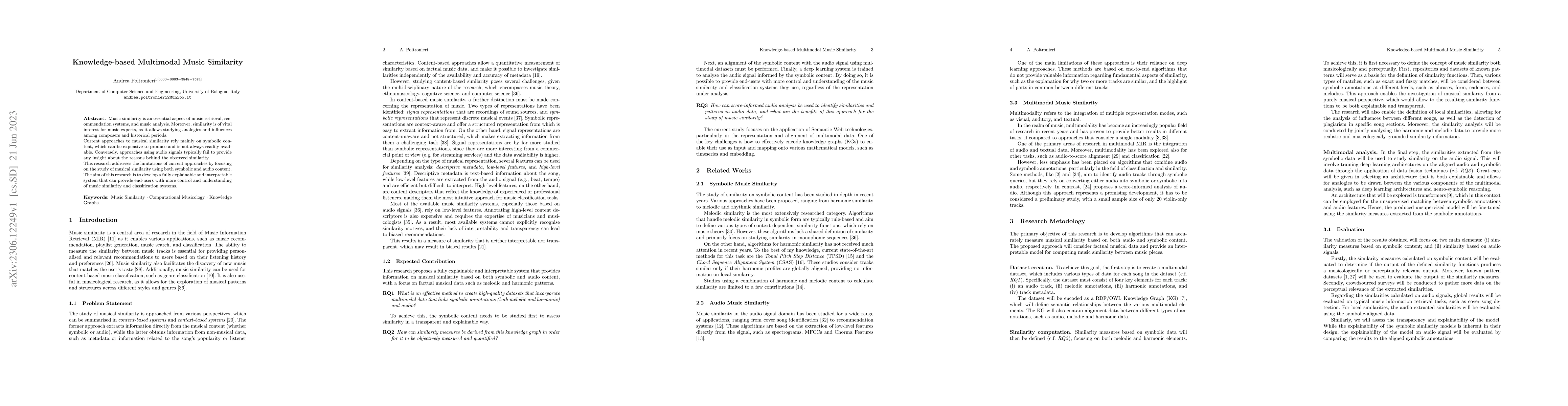 Thumbnail for Knowledge-based Multimodal Music Similarity