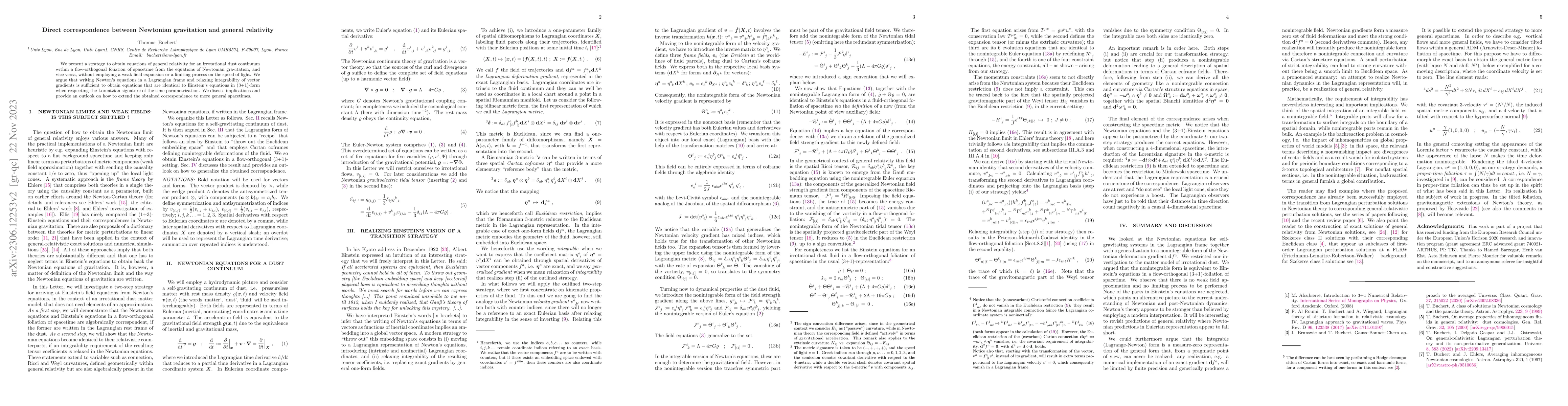 Thumbnail for Direct correspondence between Newtonian gravitation and general
  relativity