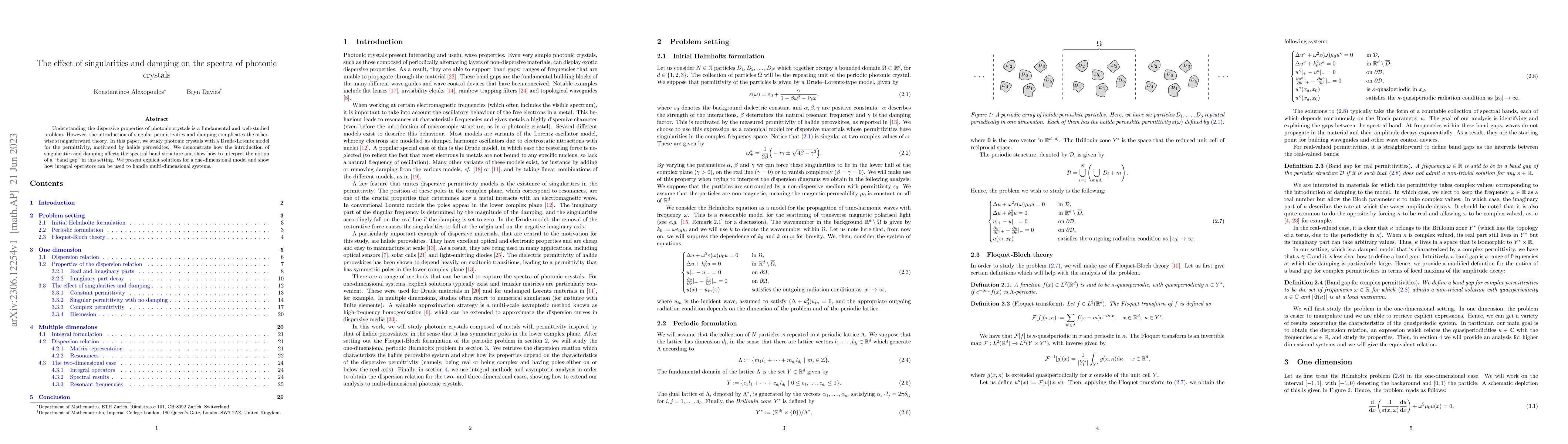 Thumbnail for The effect of singularities and damping on the spectra of photonic
  crystals