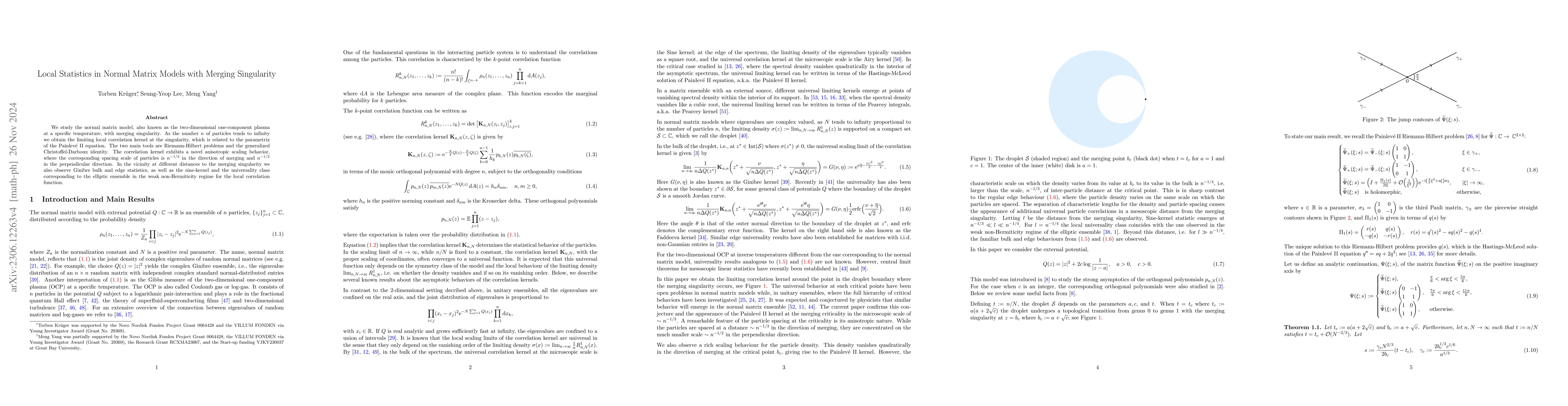 Thumbnail for Local Statistics in Normal Matrix Models with Merging Singularity