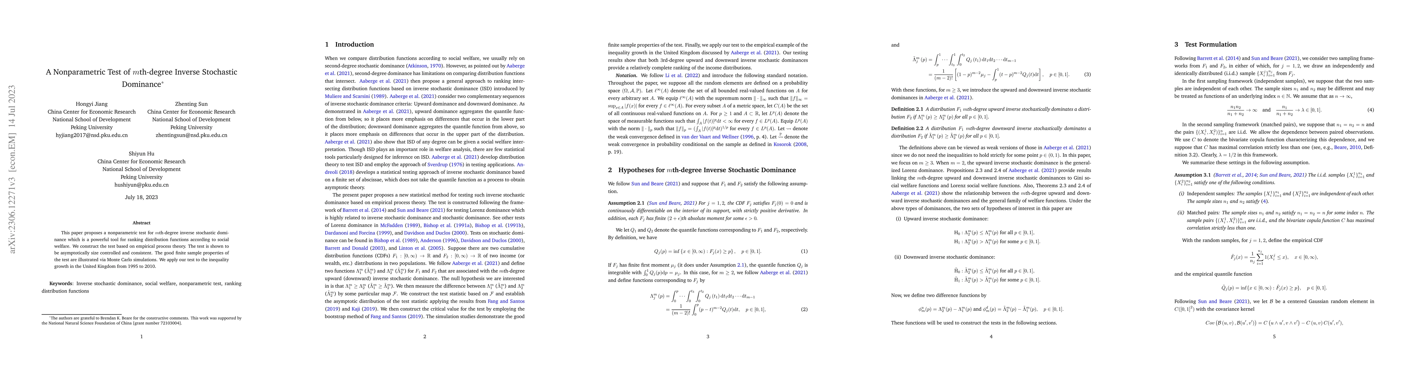 Thumbnail for A Nonparametric Test of $m$th-degree Inverse Stochastic Dominance