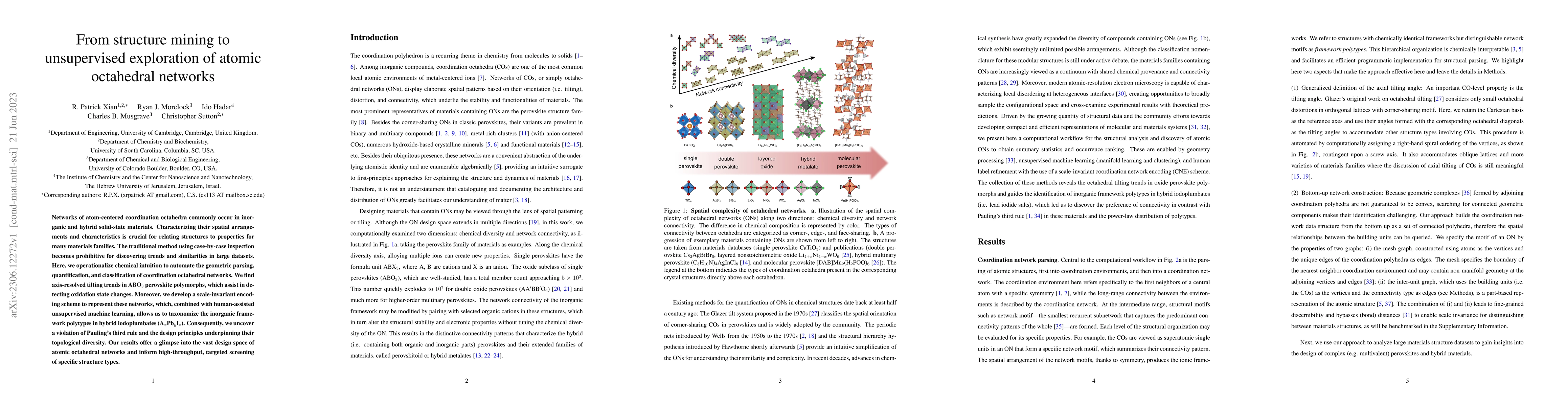 Thumbnail for From structure mining to unsupervised exploration of atomic octahedral
  networks
