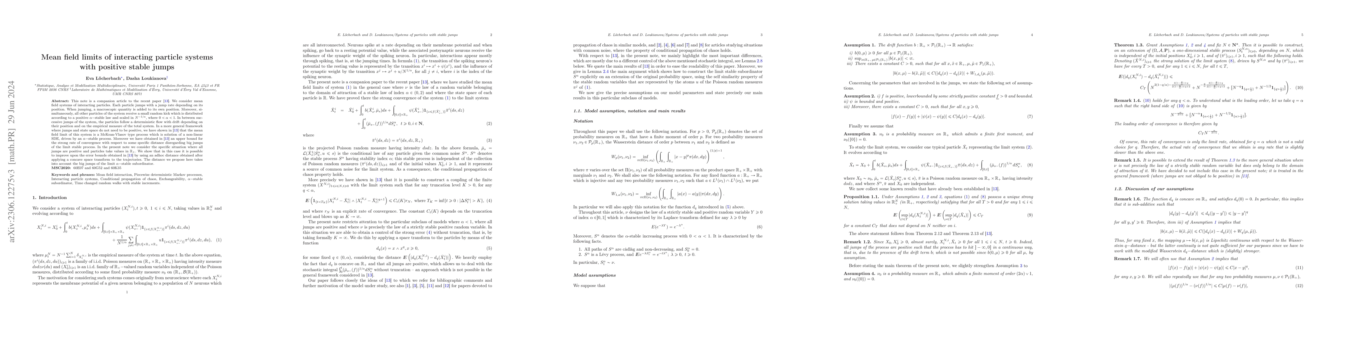 Thumbnail for Mean field limits of interacting particle systems with positive stable
  jumps
