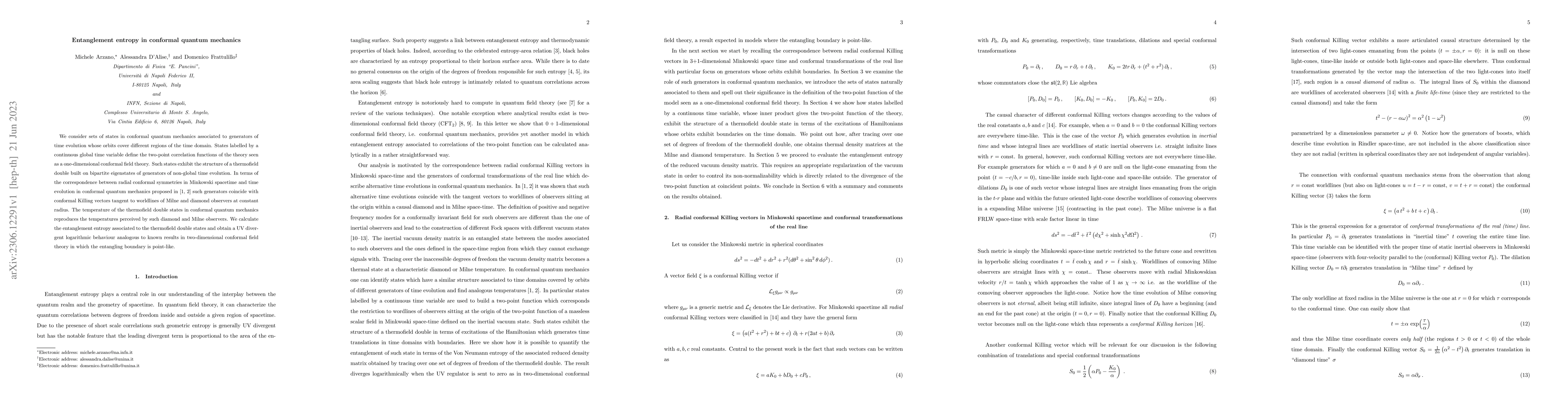 Thumbnail for Entanglement entropy in conformal quantum mechanics