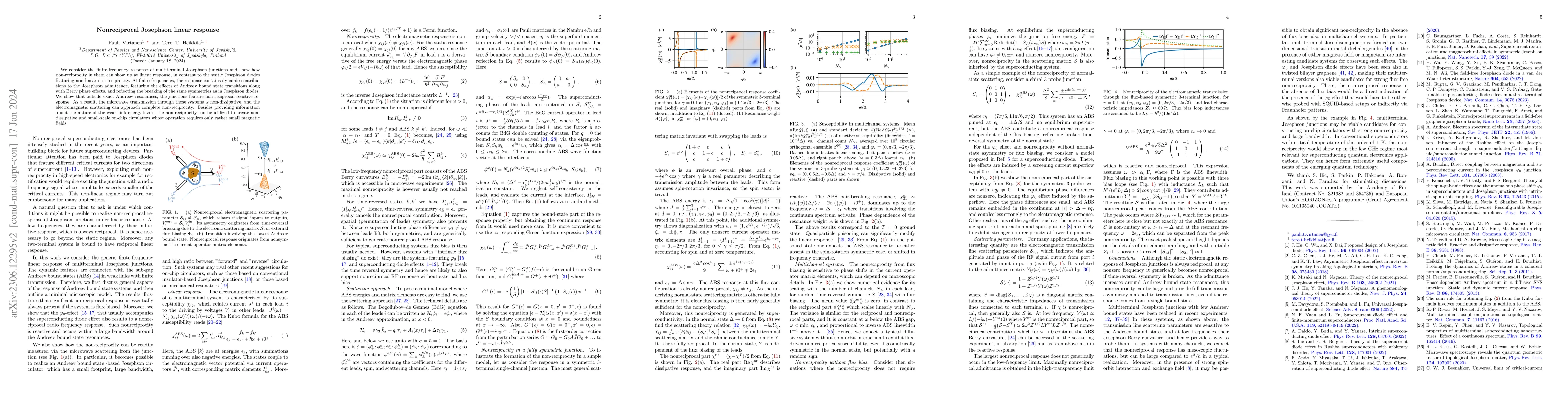 Thumbnail for Nonreciprocal Josephson linear response