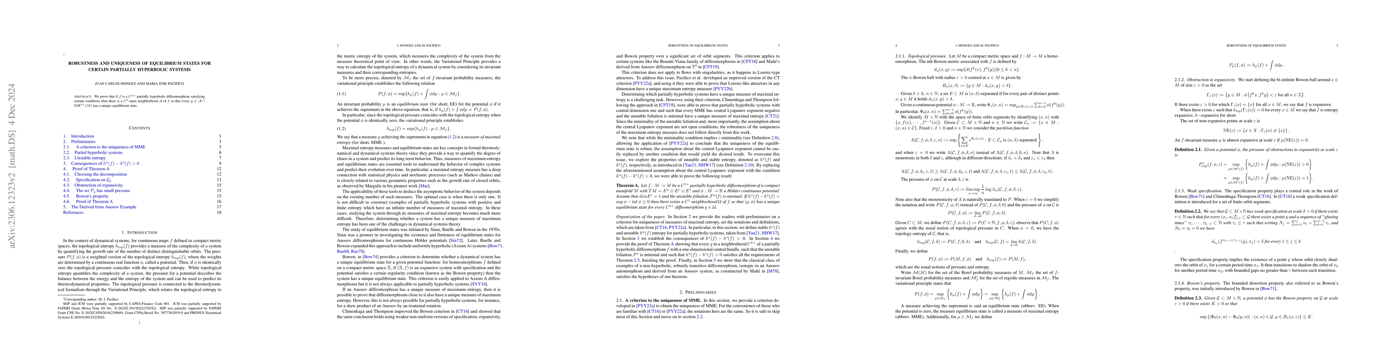 Thumbnail for Robustness and uniqueness of equilibrium states for certain partially
  hyperbolic systems