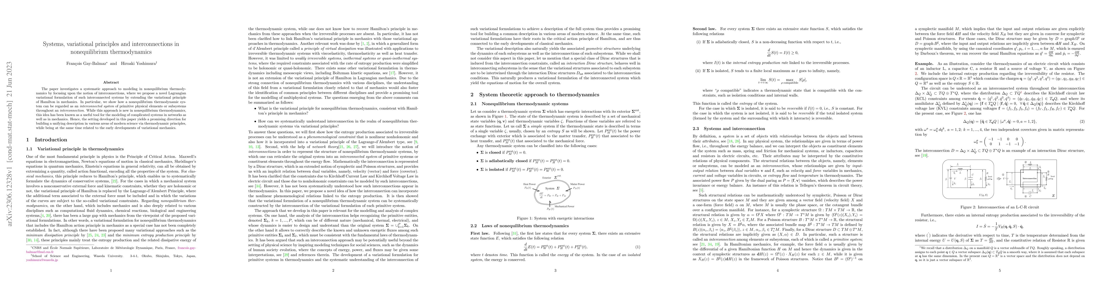 Thumbnail for Systems, variational principles and interconnections in nonequilibrium
  thermodynamics
