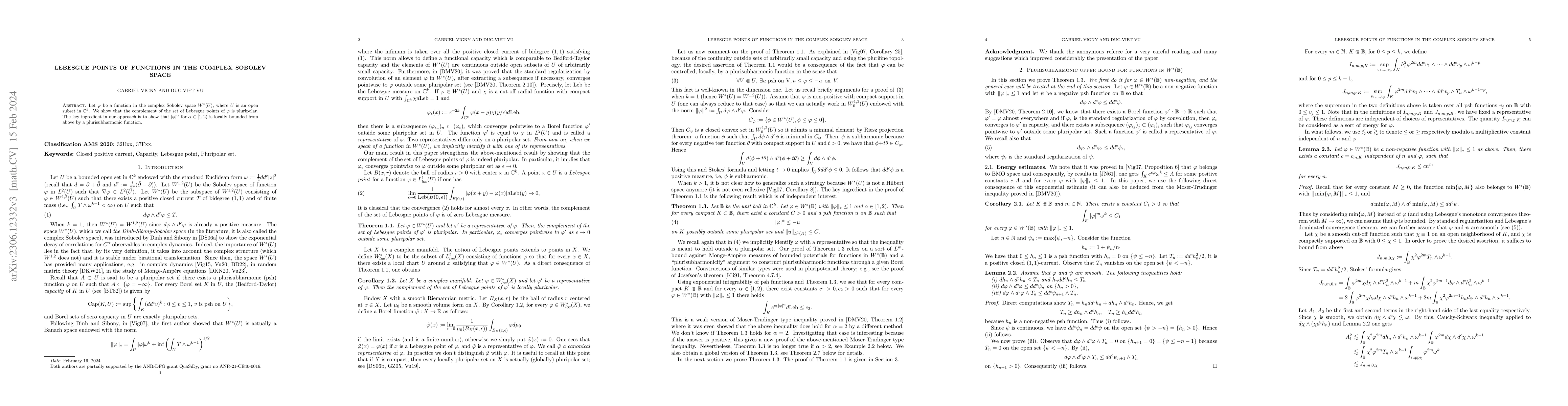 Thumbnail for Lebesgue points of functions in the complex Sobolev space