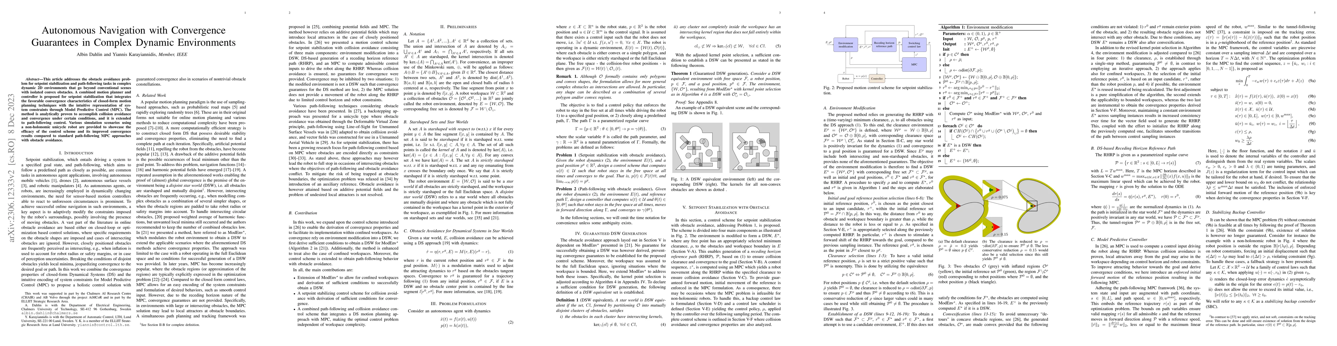 Thumbnail for Autonomous Navigation with Convergence Guarantees in Complex Dynamic
  Environments
