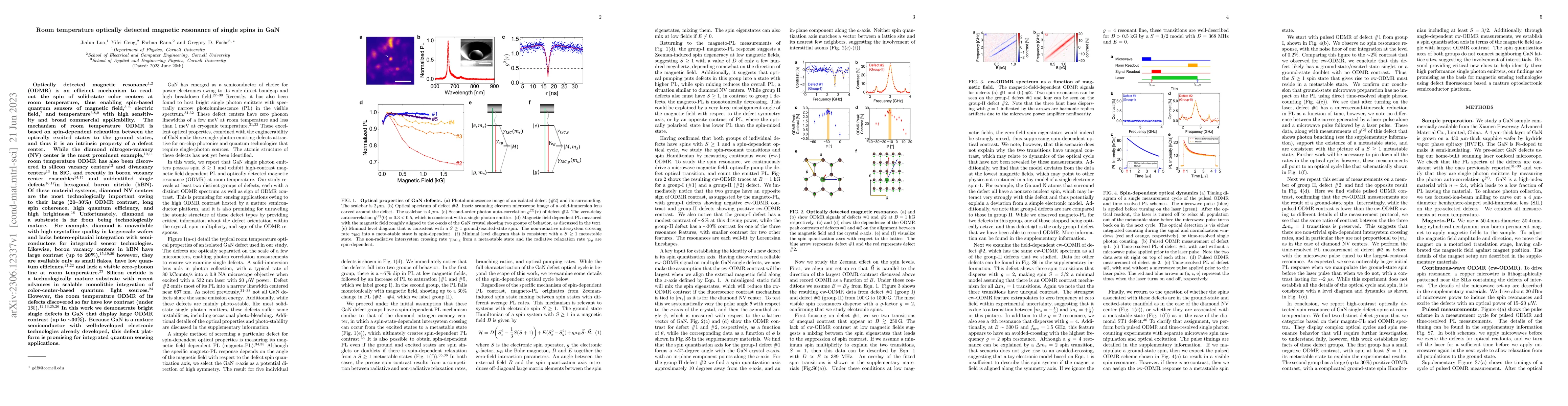 Thumbnail for Room temperature optically detected magnetic resonance of single spins
  in GaN