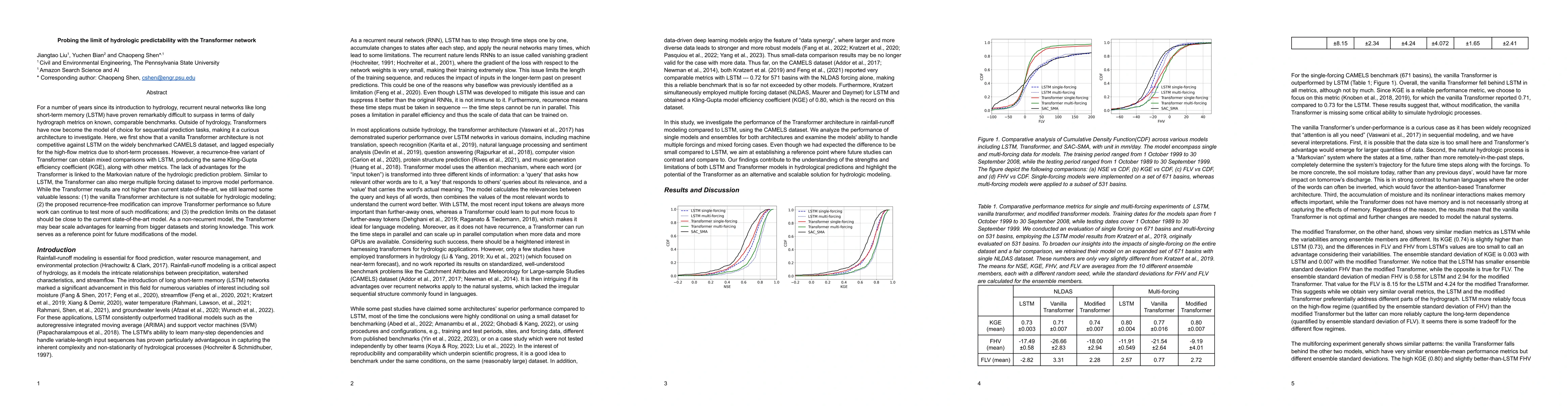 Thumbnail for Probing the limit of hydrologic predictability with the Transformer
  network