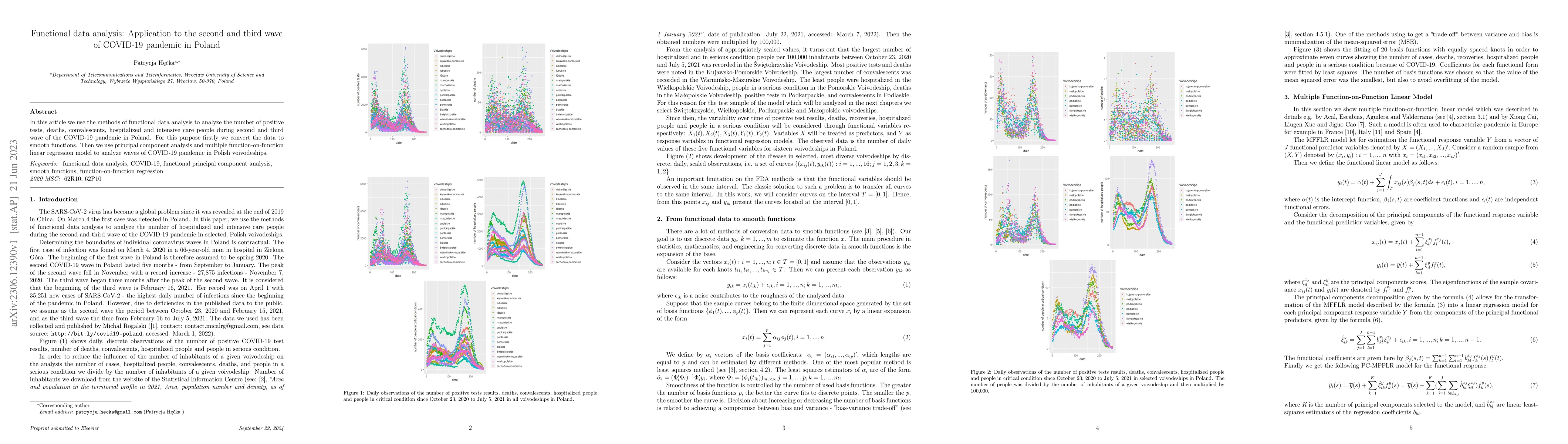 Thumbnail for Functional data analysis: Application to the second and third wave of
  COVID-19 pandemic in Poland