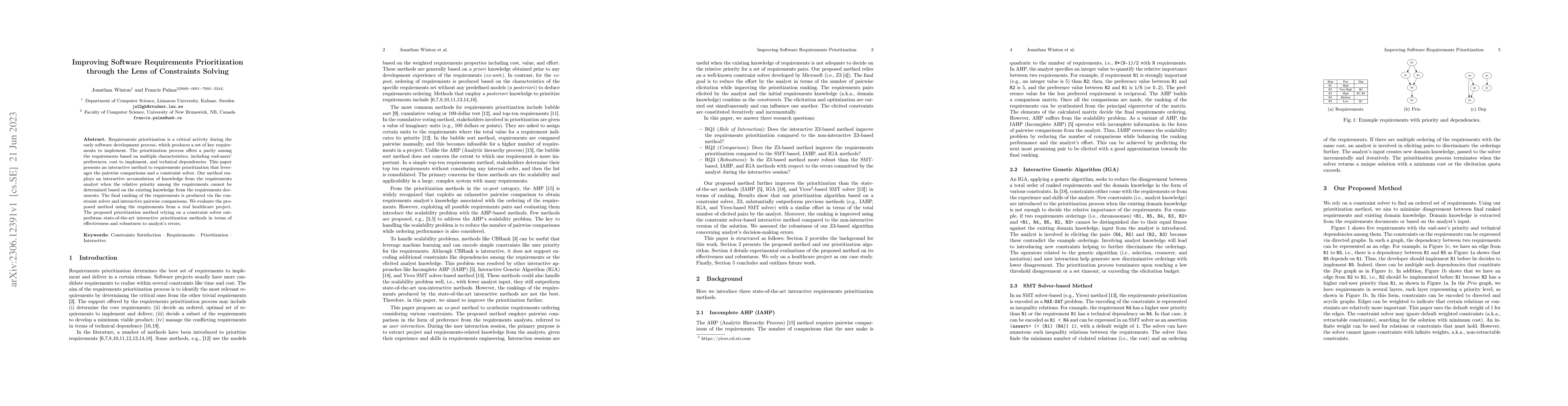 Thumbnail for Improving Software Requirements Prioritization through the Lens of
  Constraint Solving