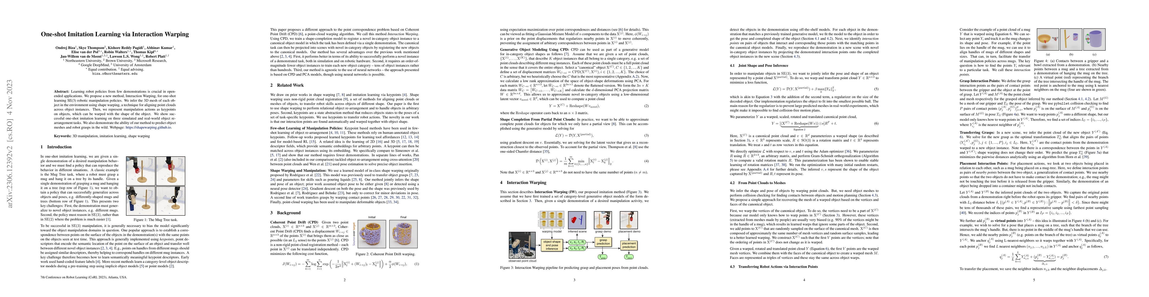 Thumbnail for One-shot Imitation Learning via Interaction Warping