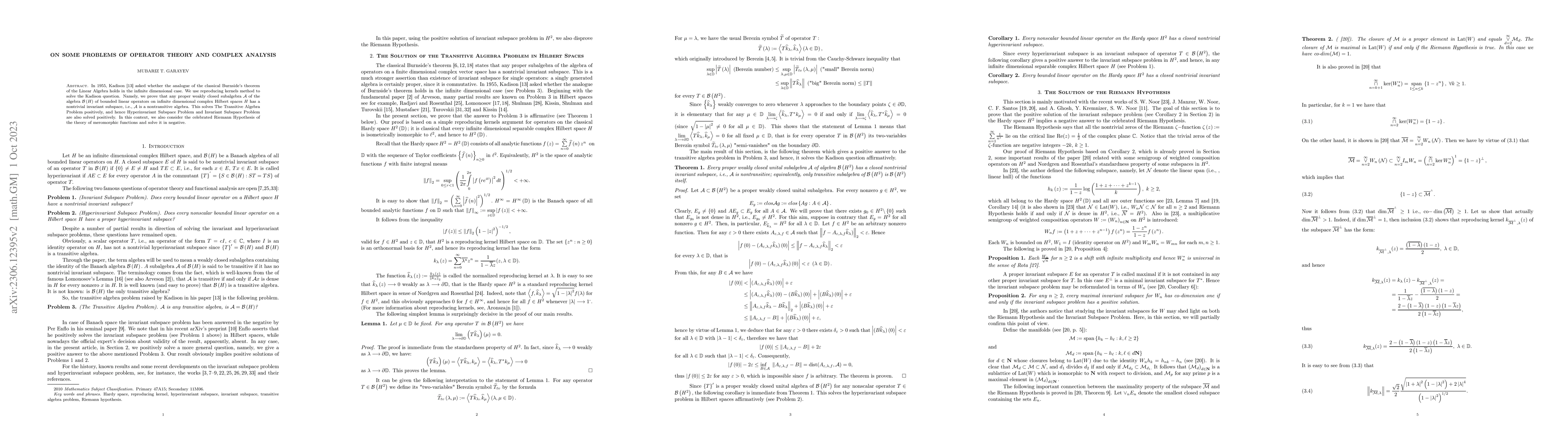 Thumbnail for On Some Problems of Operator Theory and Complex Analysis