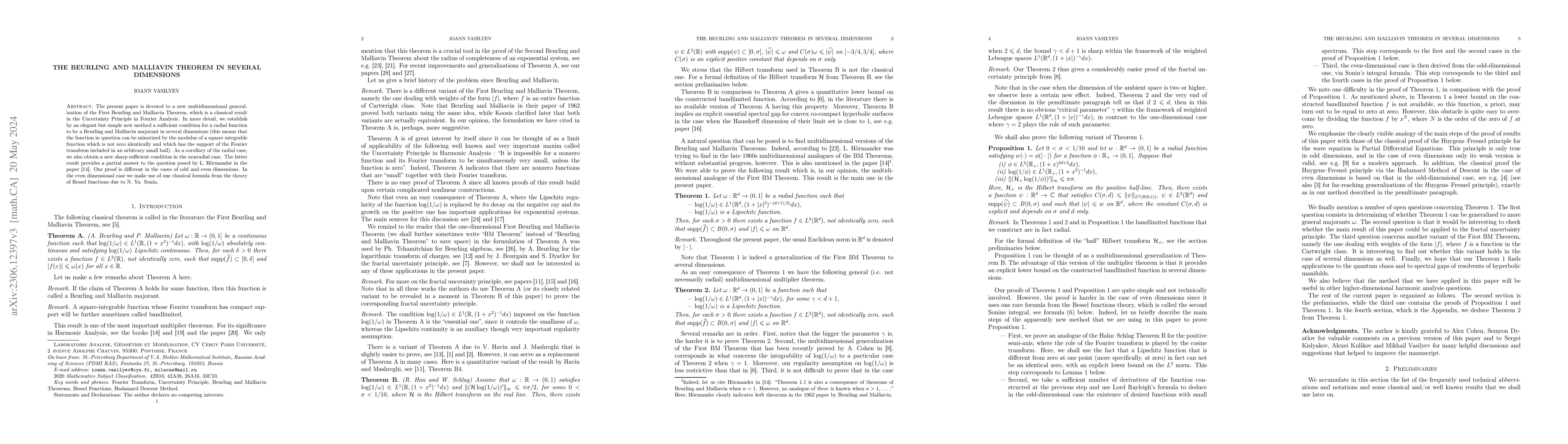 Thumbnail for The Beurling and Malliavin Theorem in Several Dimensions