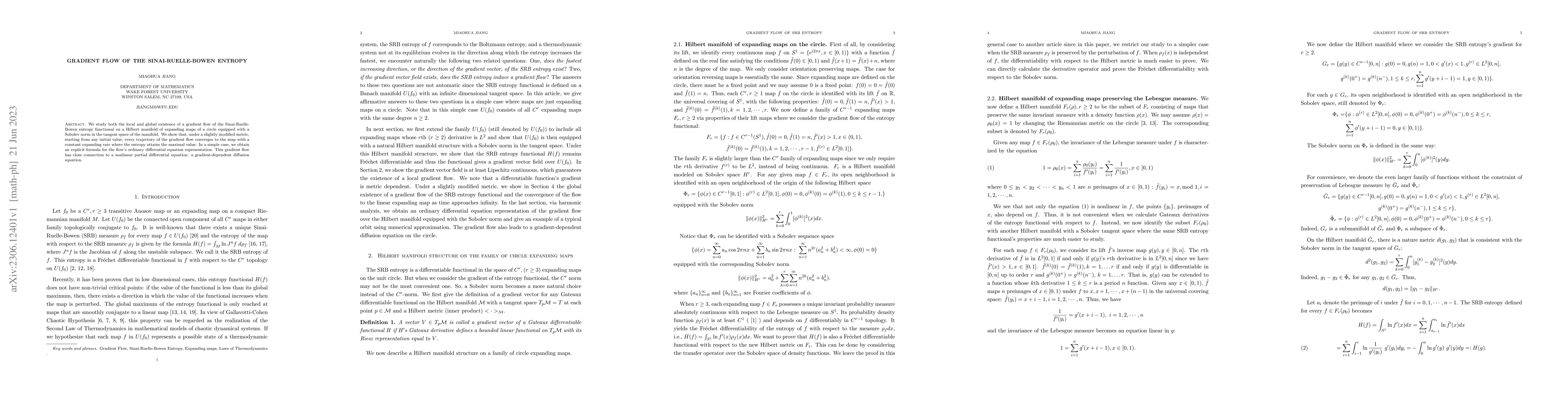 Thumbnail for Gradient Flow of the Sinai-Ruelle-Bowen Entropy
