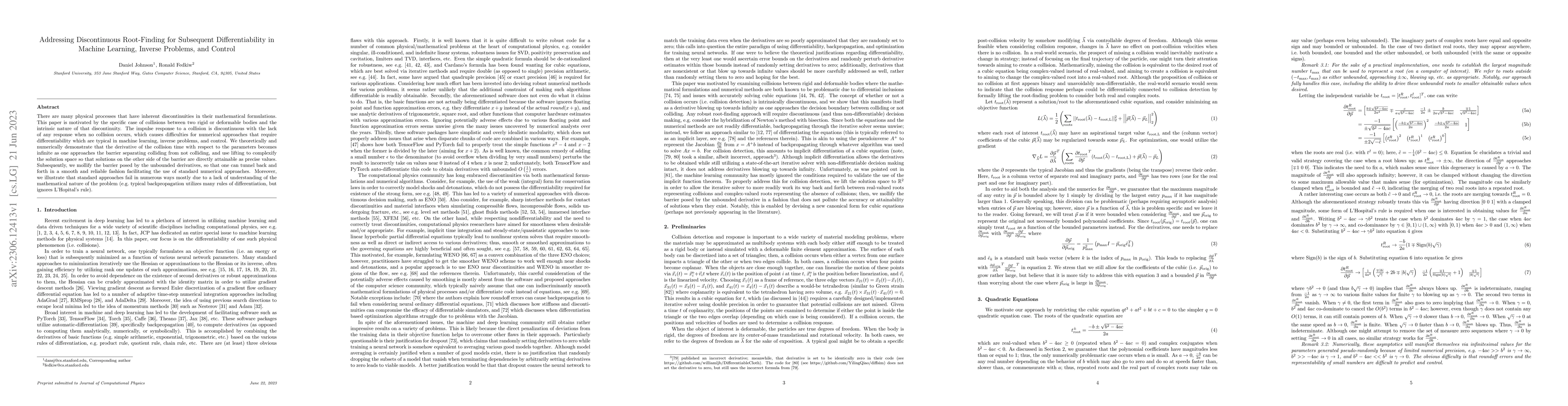 Thumbnail for Addressing Discontinuous Root-Finding for Subsequent Differentiability
  in Machine Learning, Inverse Problems, and Control