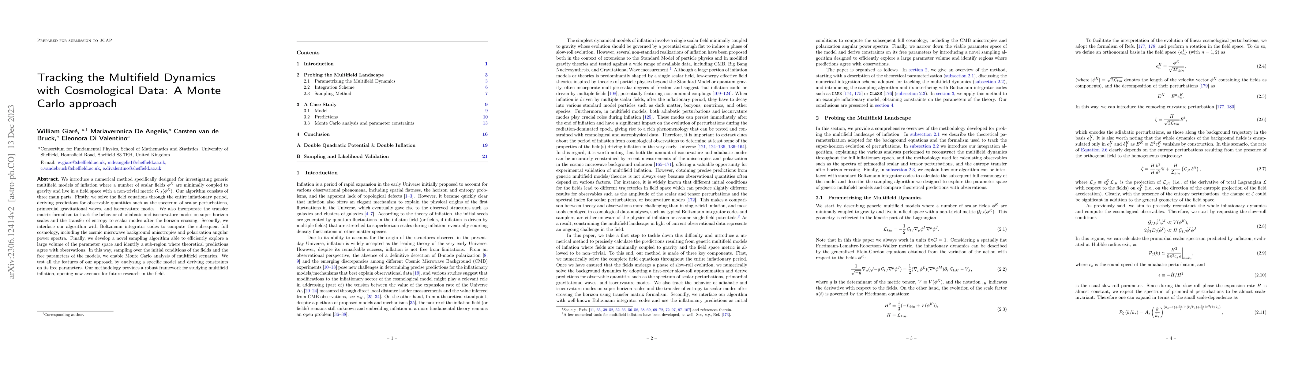 Thumbnail for Tracking the Multifield Dynamics with Cosmological Data: A Monte Carlo
  approach