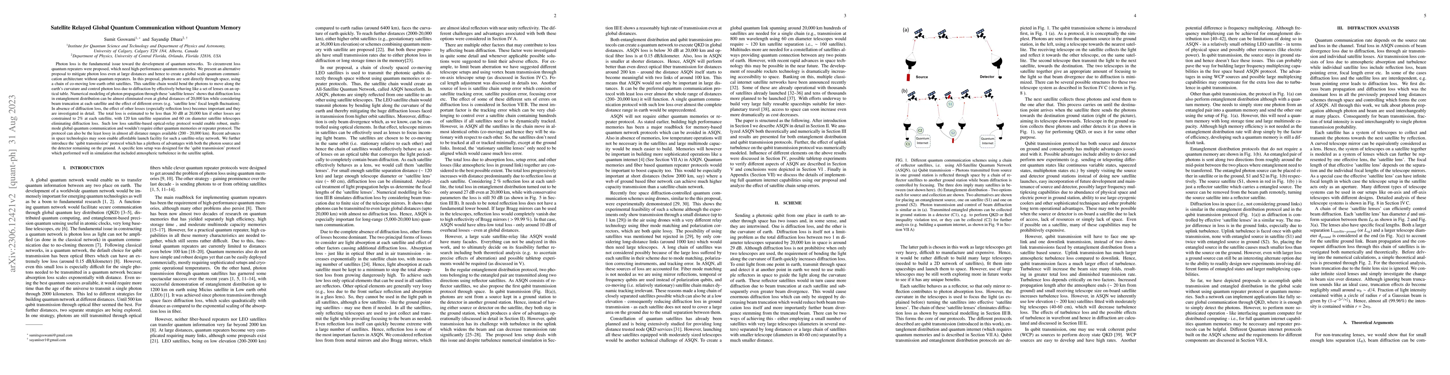 Thumbnail for Satellite Relayed Global Quantum Communication without Quantum Memory