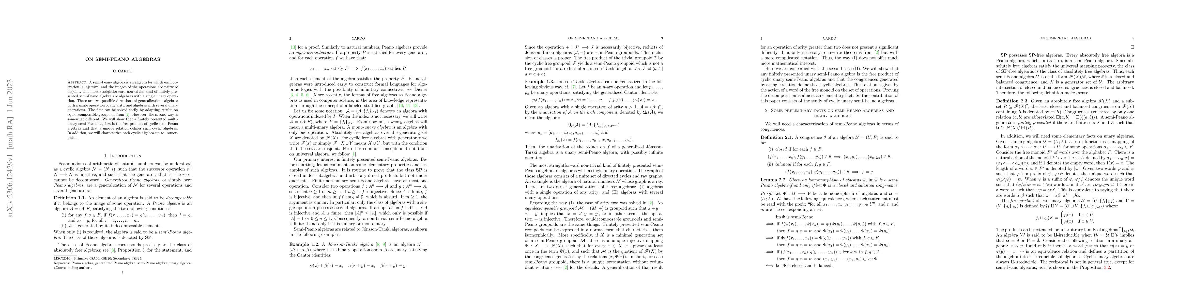 Thumbnail for On semi-Peano algebras