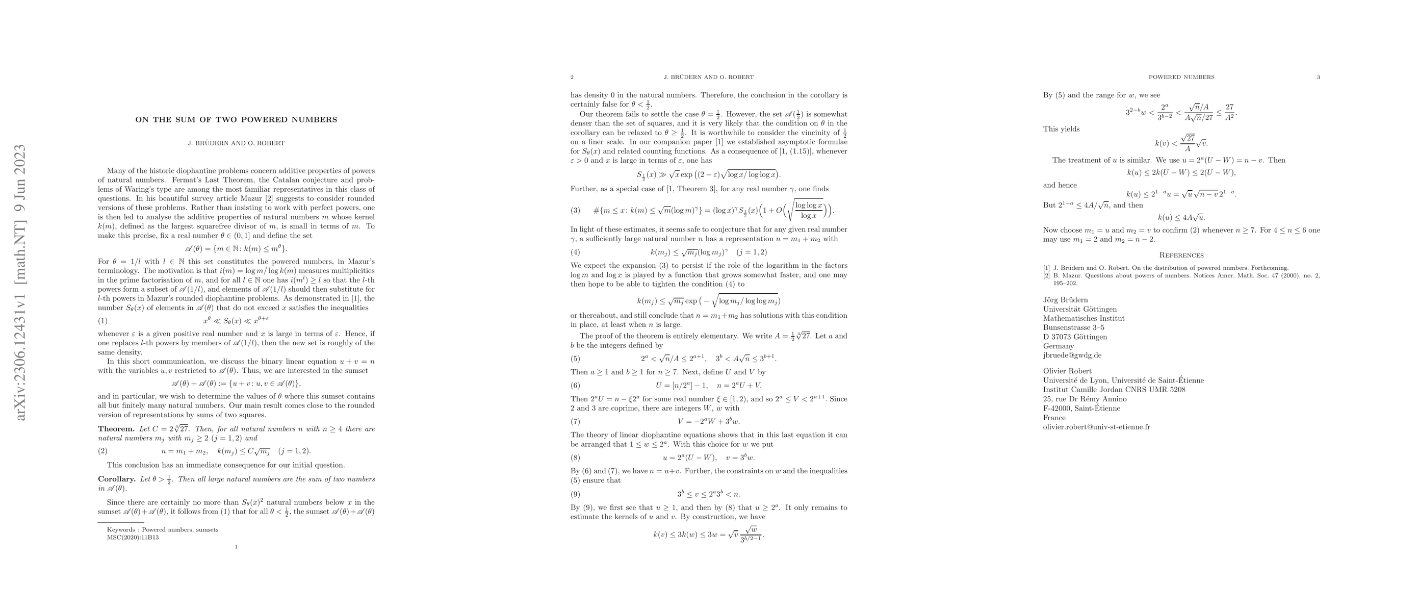 Thumbnail for On the sum of two powered numbers