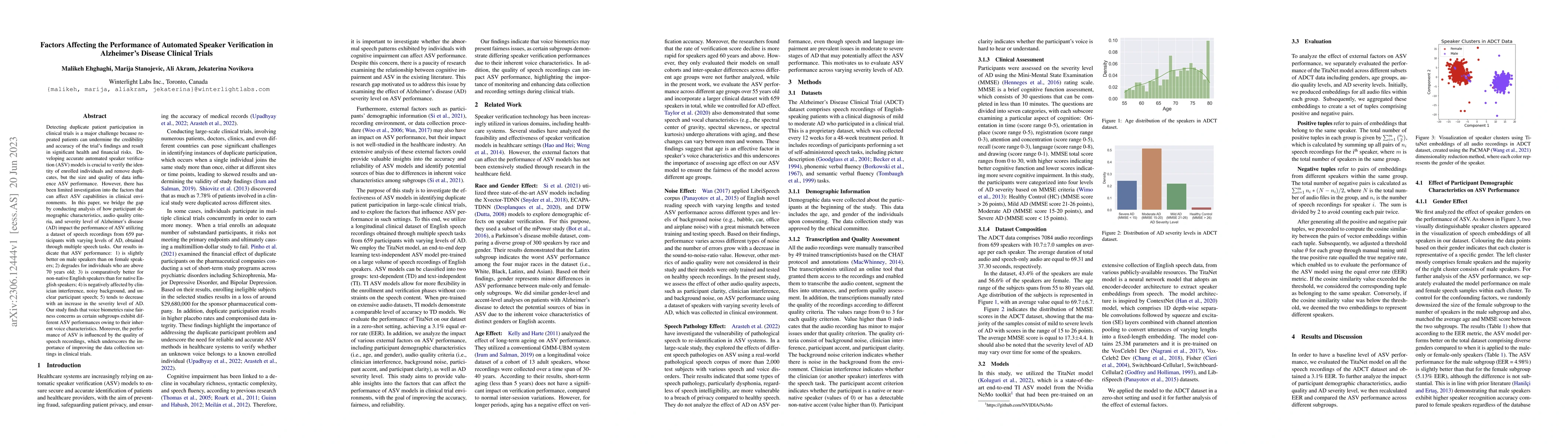 Thumbnail for Factors Affecting the Performance of Automated Speaker Verification in
  Alzheimer's Disease Clinical Trials