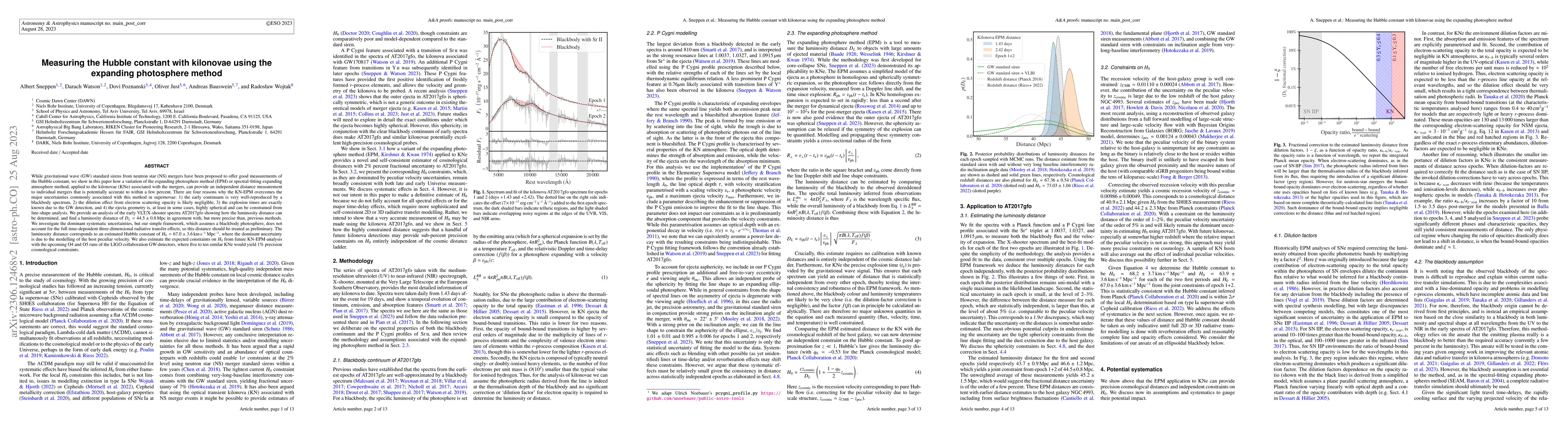Thumbnail for Measuring the Hubble constant with kilonovae using the Expanding
  Photosphere Method