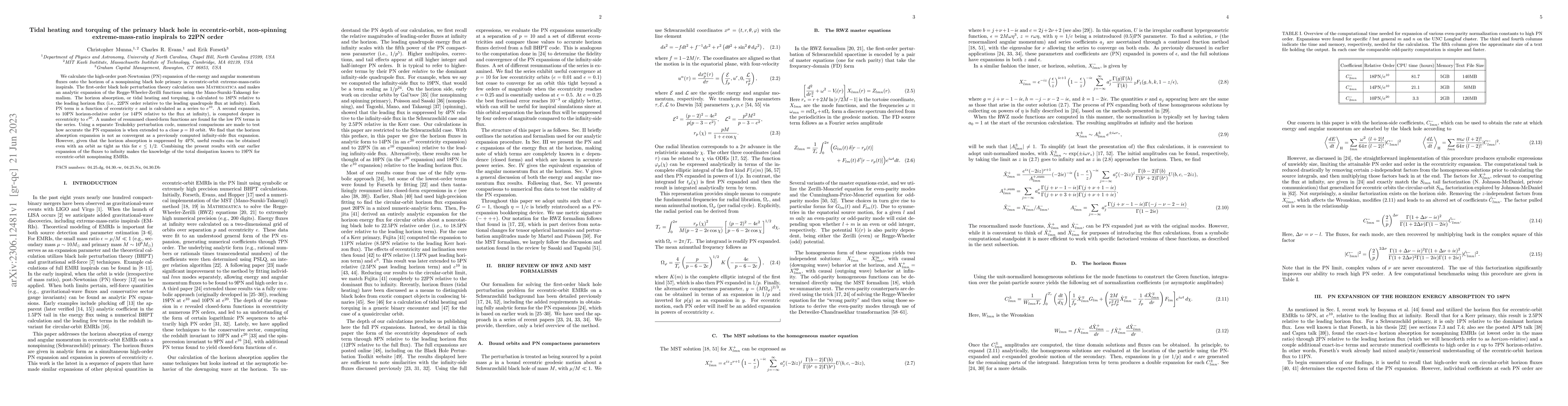 Thumbnail for Tidal heating and torquing of the primary black hole in eccentric-orbit,
  non-spinning extreme-mass-ratio inspirals to 22PN order