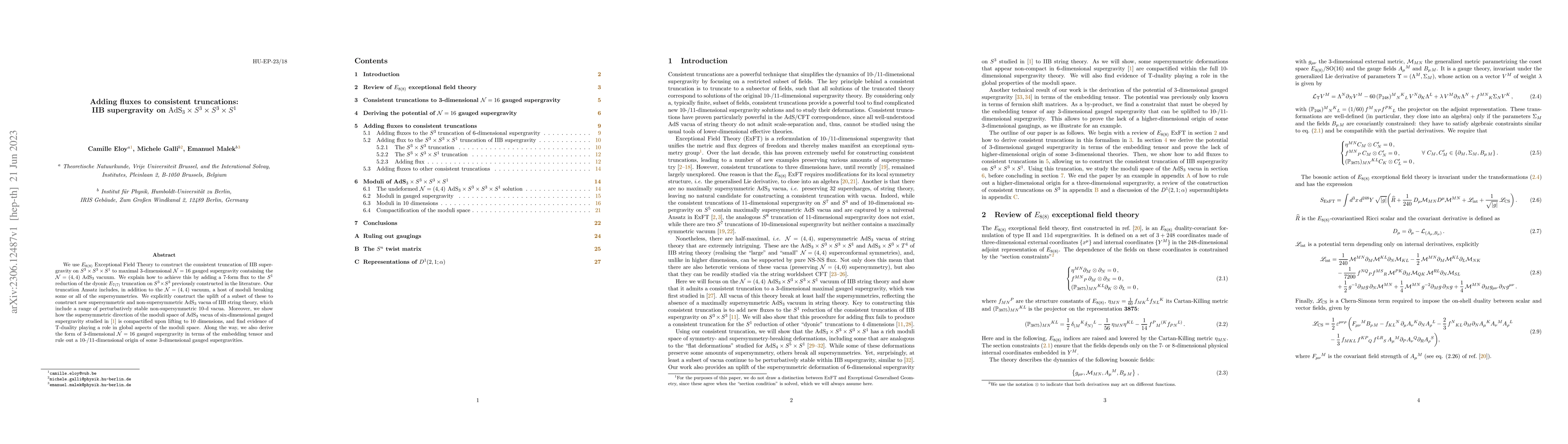 Thumbnail for Adding fluxes to consistent truncations: IIB supergravity on ${\rm
  AdS}_3 \times S^3 \times S^3 \times S^1$