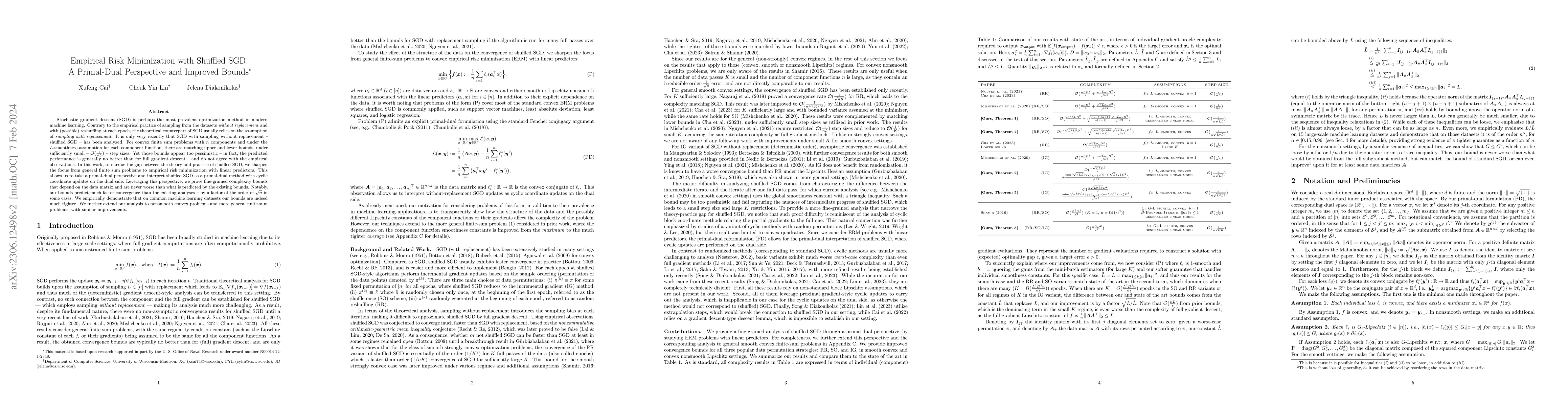 Thumbnail for Empirical Risk Minimization with Shuffled SGD: A Primal-Dual Perspective
  and Improved Bounds