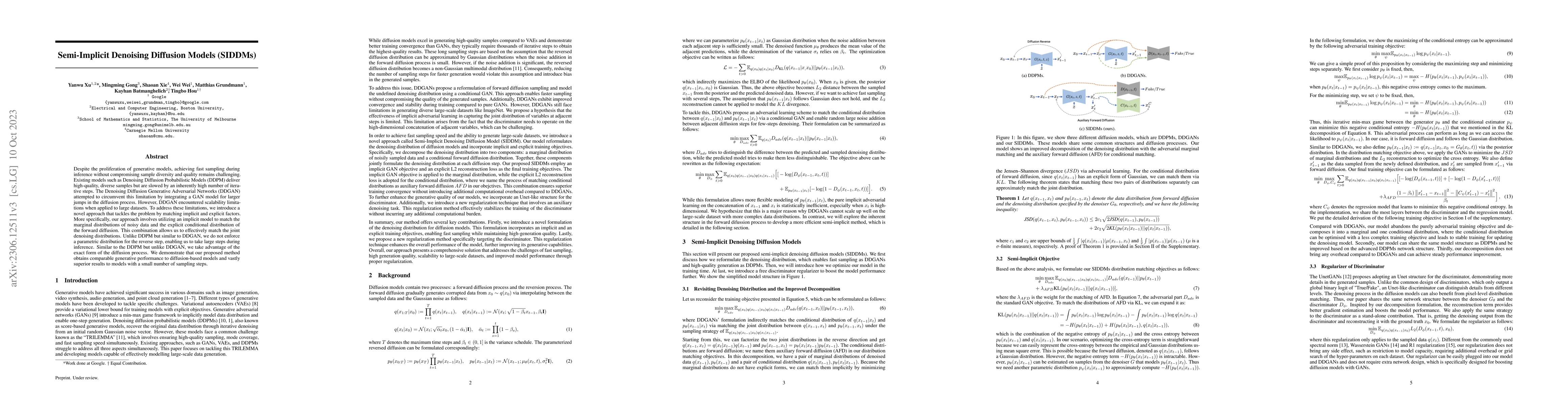 Thumbnail for Semi-Implicit Denoising Diffusion Models (SIDDMs)