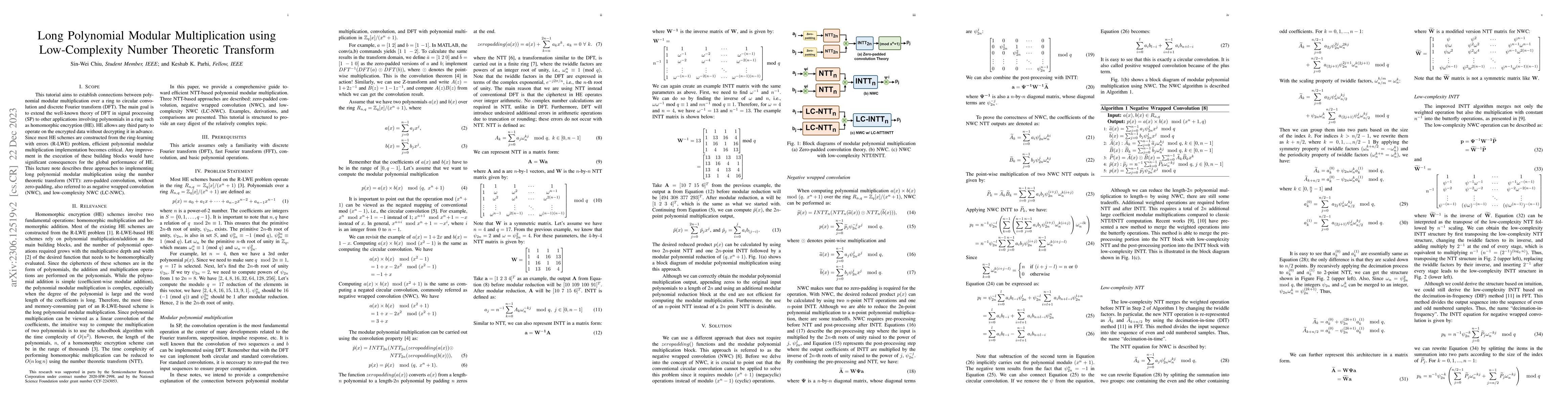 Thumbnail for Long Polynomial Modular Multiplication using Low-Complexity Number
  Theoretic Transform