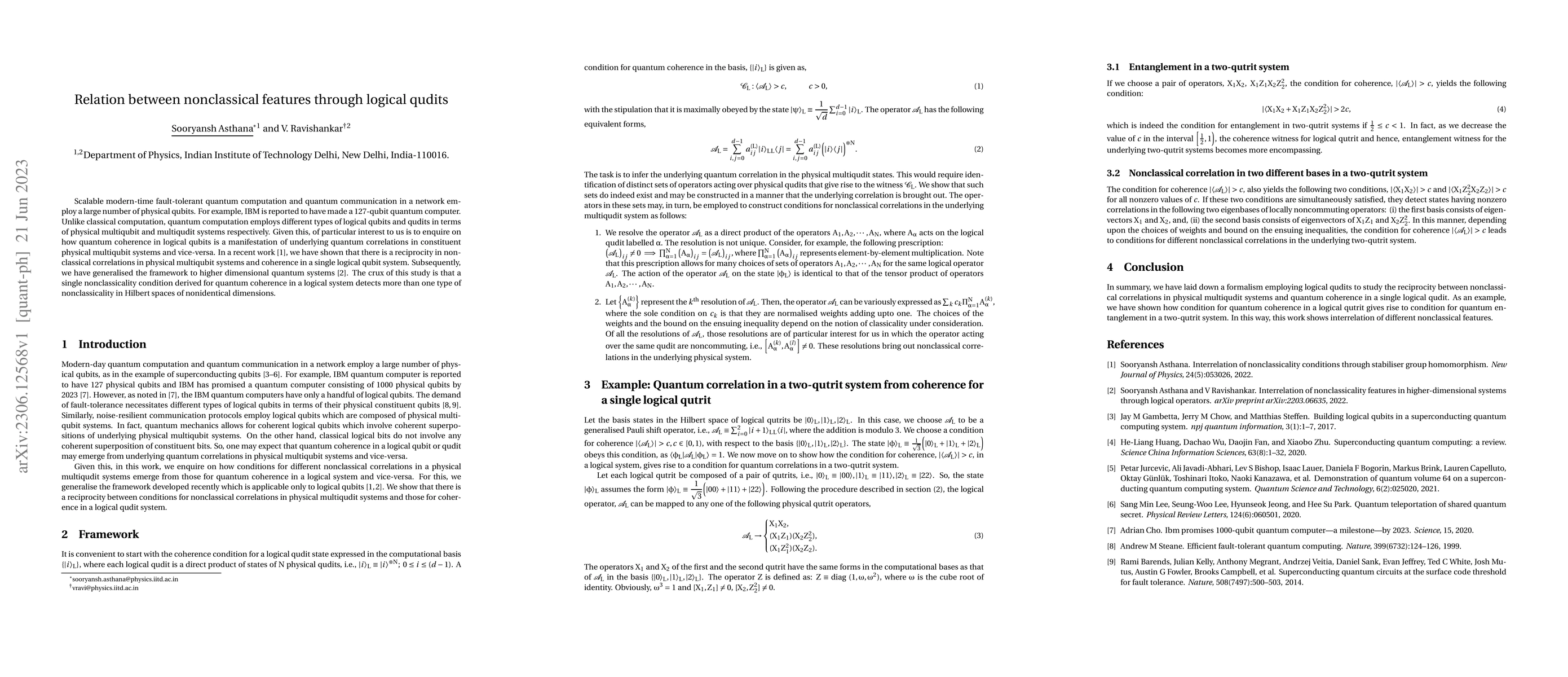 Thumbnail for Relation between nonclassical features through logical qudits