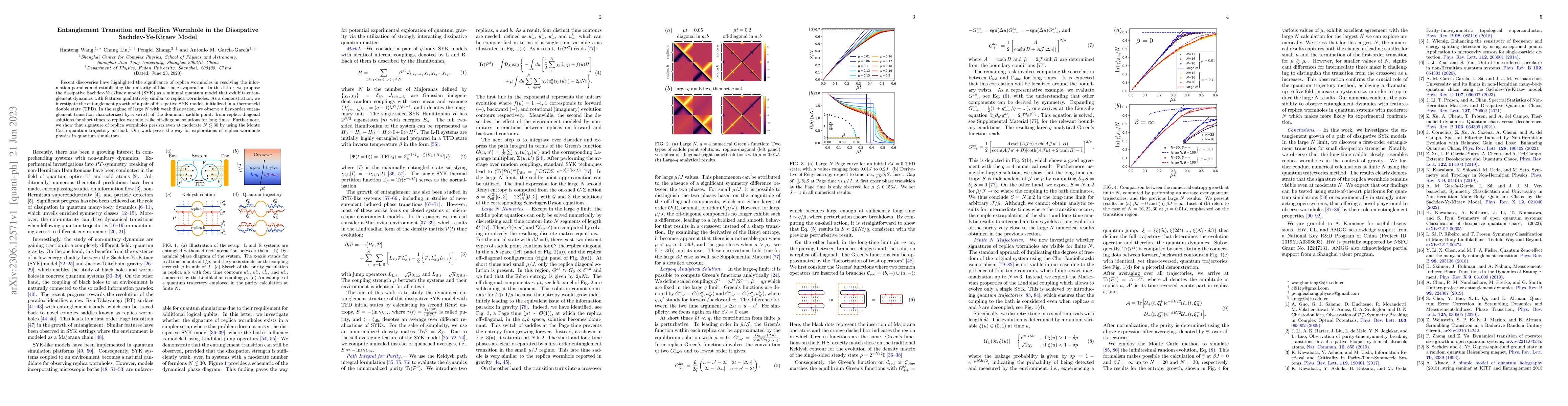 Thumbnail for Entanglement Transition and Replica Wormhole in the Dissipative
  Sachdev-Ye-Kitaev Model