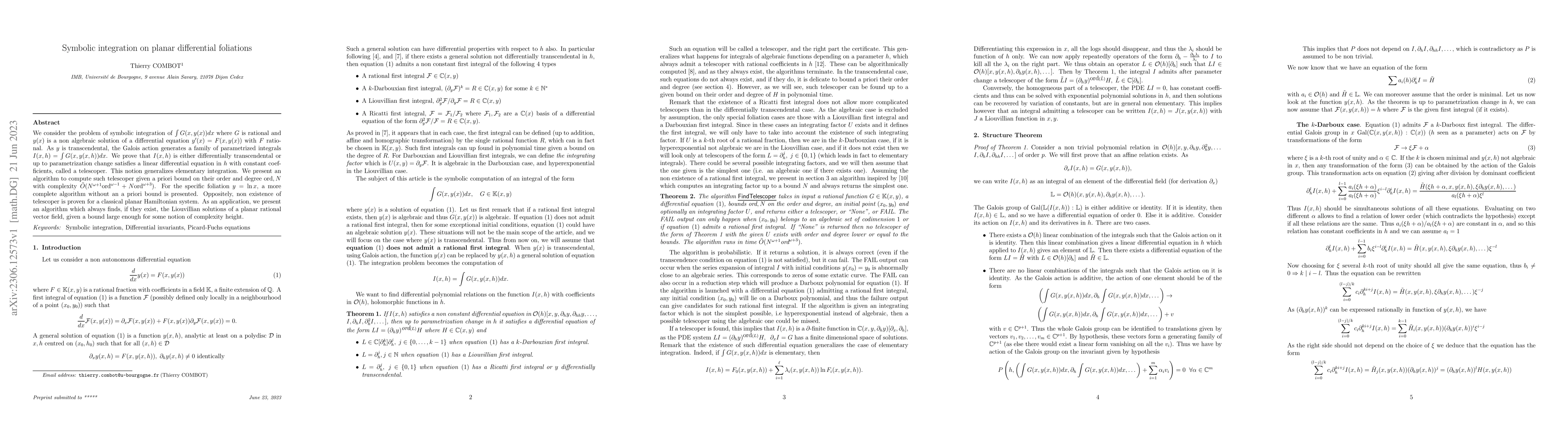 Thumbnail for Symbolic integration on planar differential foliations