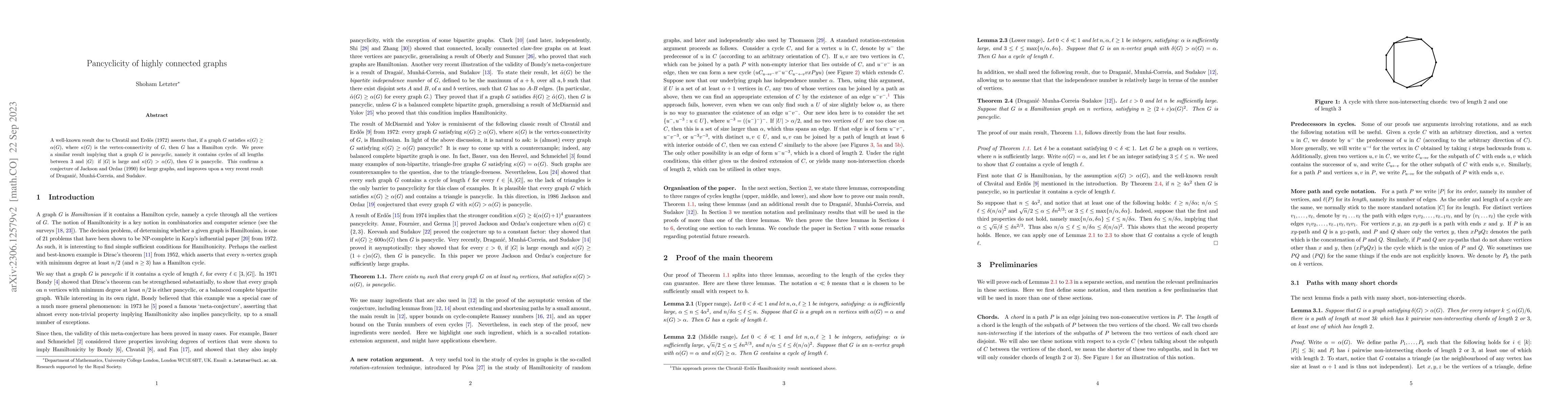 Thumbnail for Pancyclicity of highly connected graphs