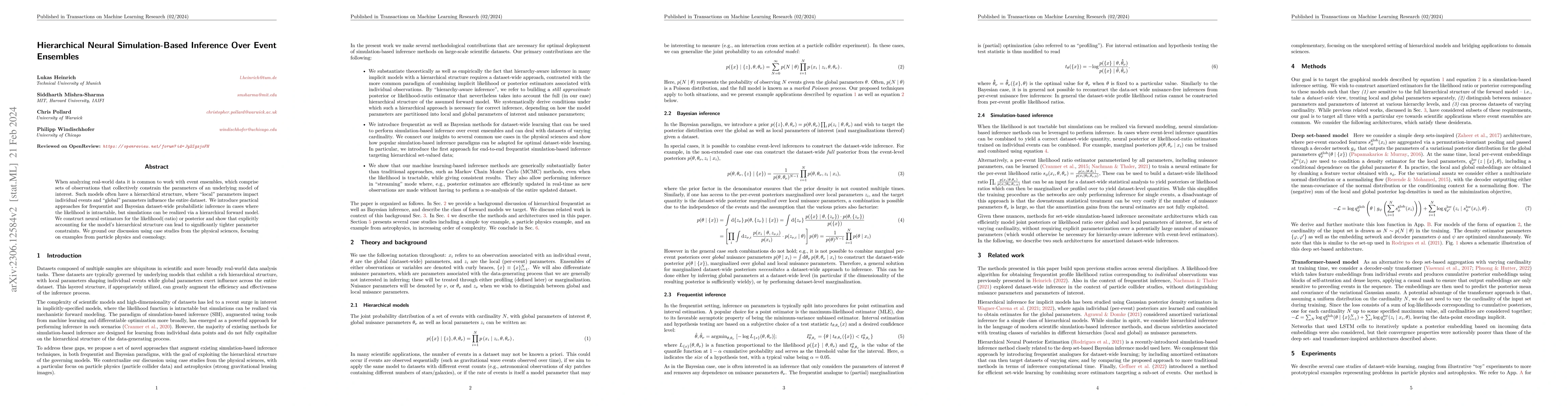Thumbnail for Hierarchical Neural Simulation-Based Inference Over Event Ensembles
