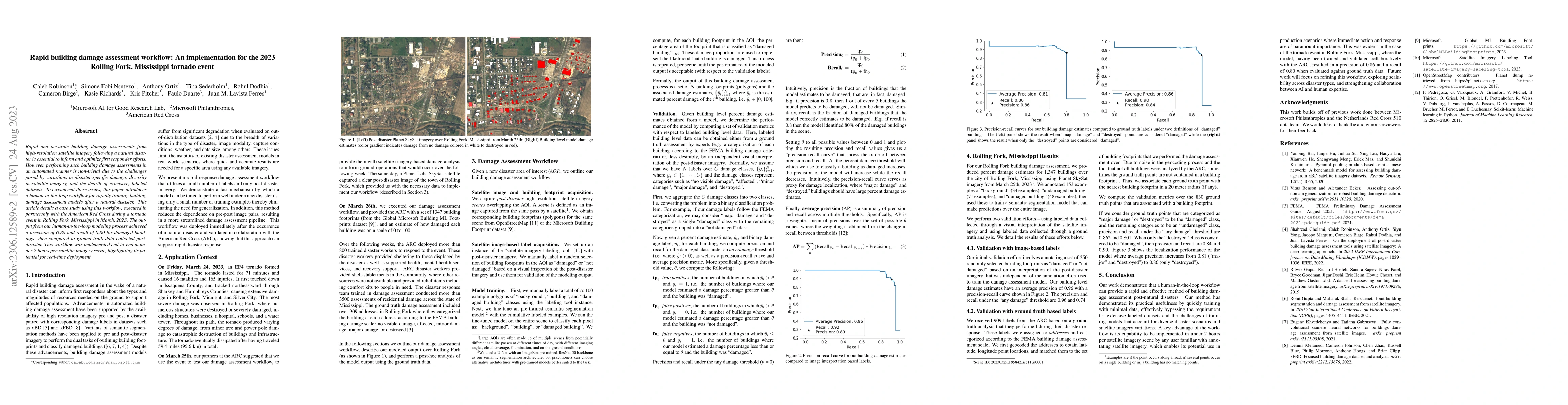 Thumbnail for Rapid building damage assessment workflow: An implementation for the
  2023 Rolling Fork, Mississippi tornado event