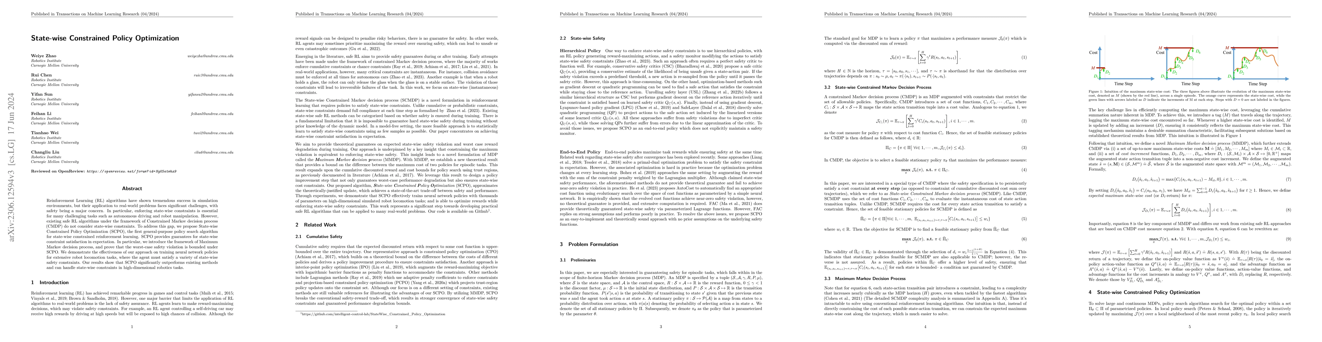 Thumbnail for State-wise Constrained Policy Optimization