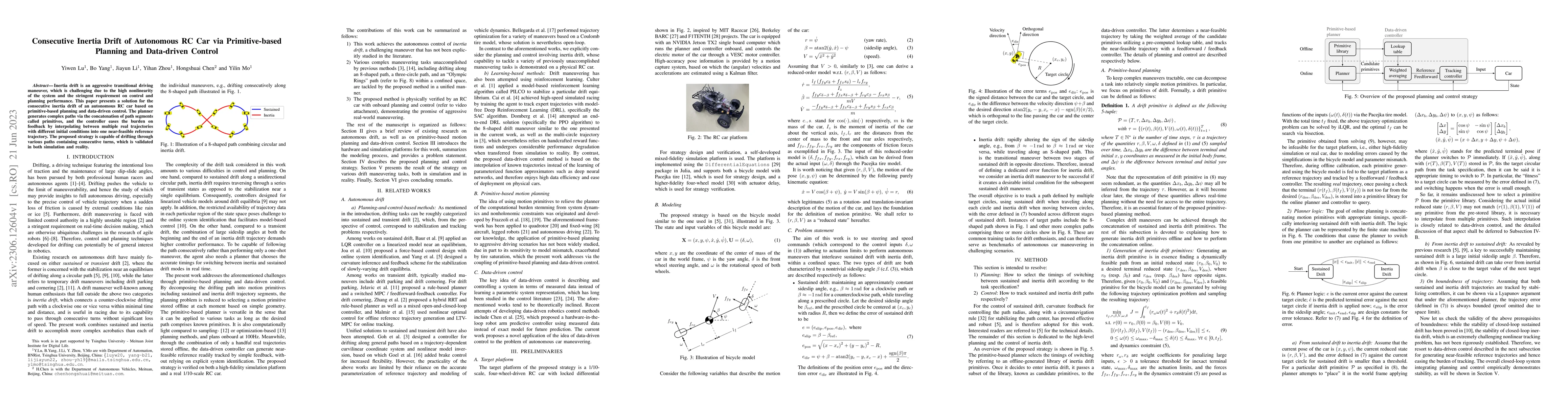 Thumbnail for Consecutive Inertia Drift of Autonomous RC Car via Primitive-based
  Planning and Data-driven Control