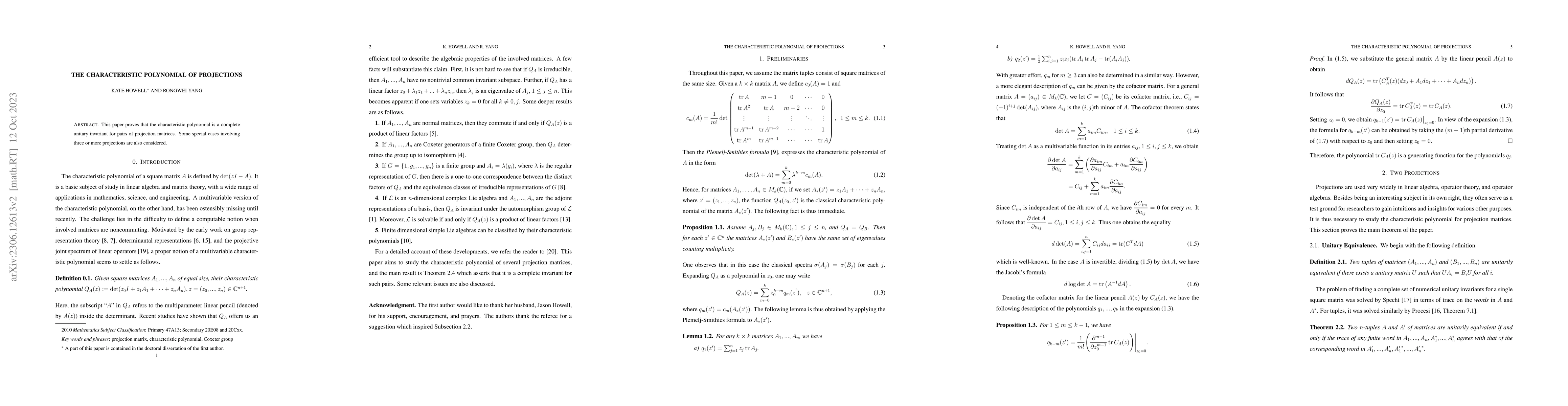 Thumbnail for The Characteristic Polynomial of Projections