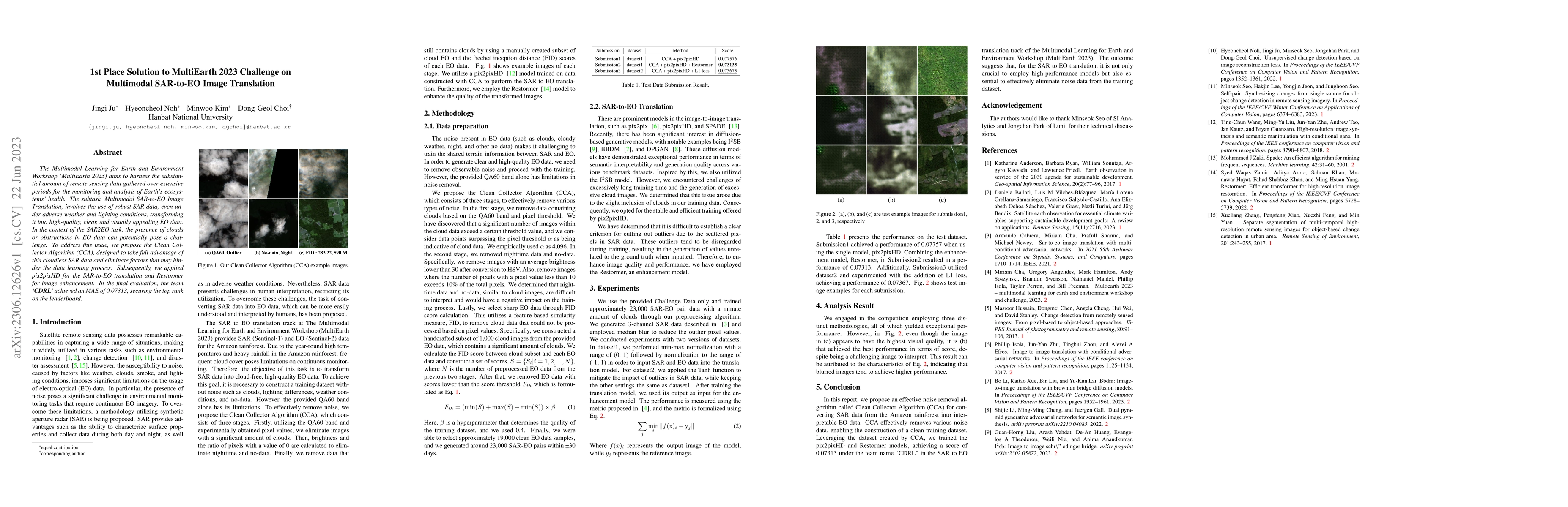 Thumbnail for 1st Place Solution to MultiEarth 2023 Challenge on Multimodal SAR-to-EO
  Image Translation