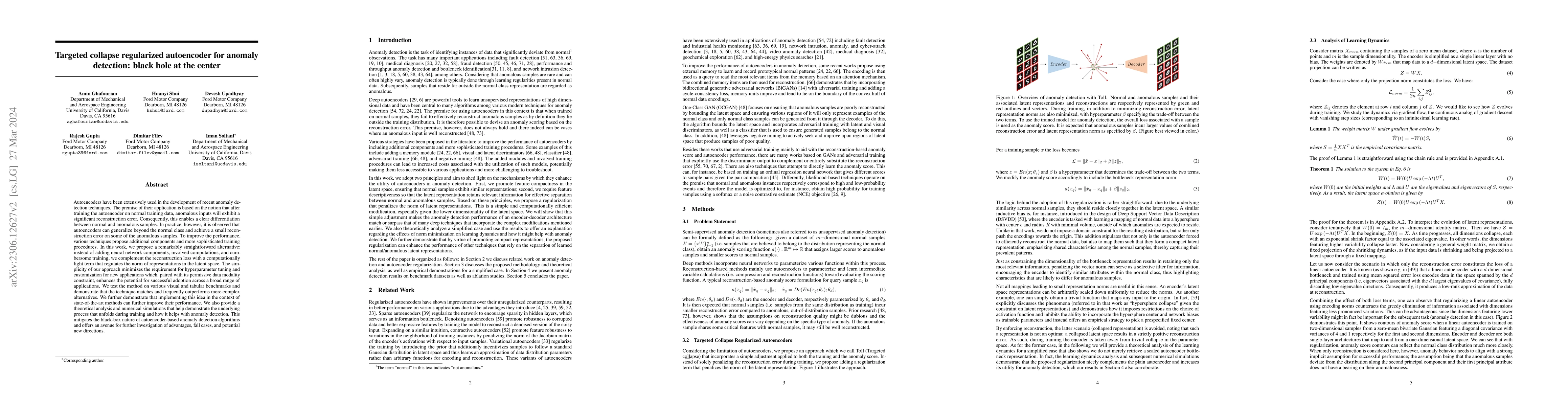 Thumbnail for Targeted collapse regularized autoencoder for anomaly detection: black
  hole at the center