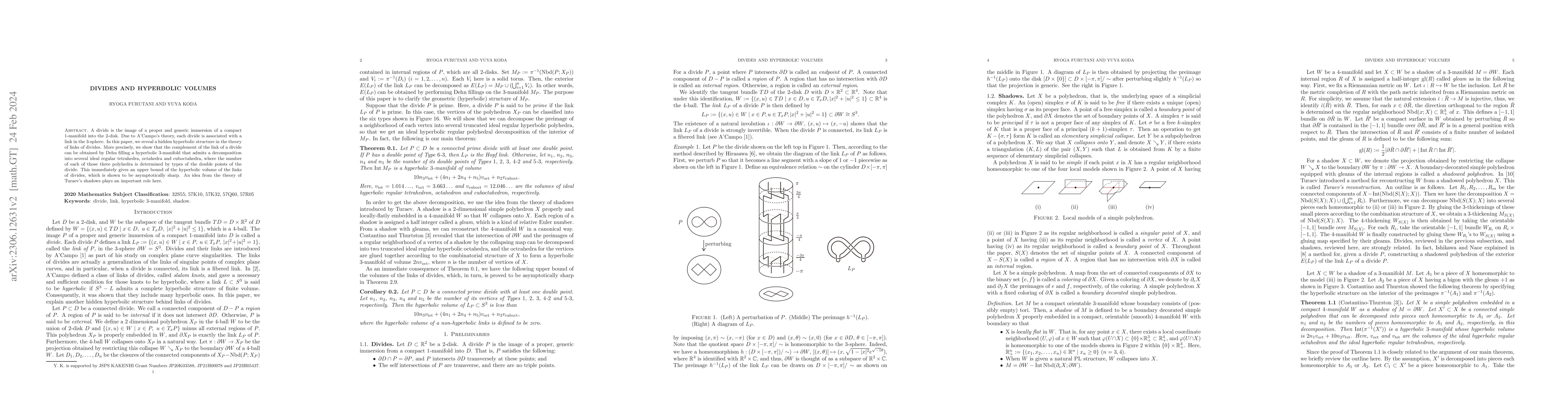 Thumbnail for Divides and hyperbolic volumes