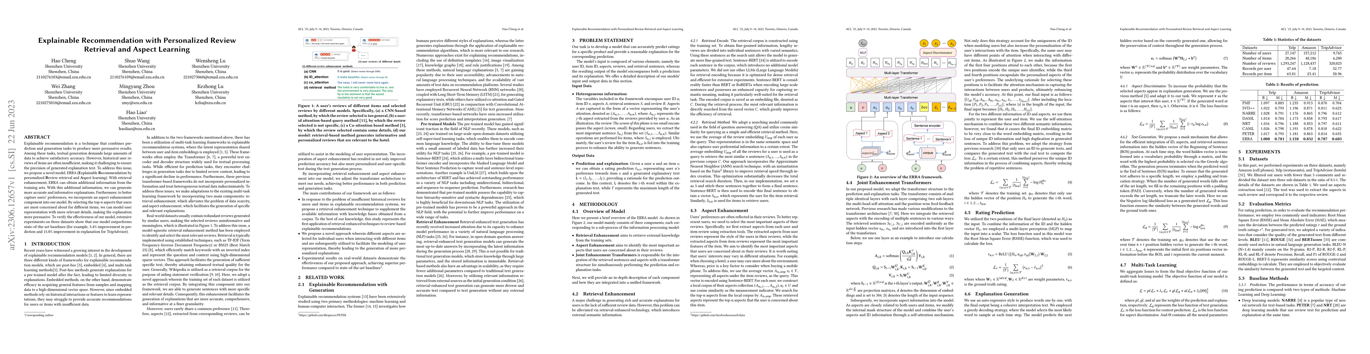 Thumbnail for Explainable Recommendation with Personalized Review Retrieval and Aspect
  Learning