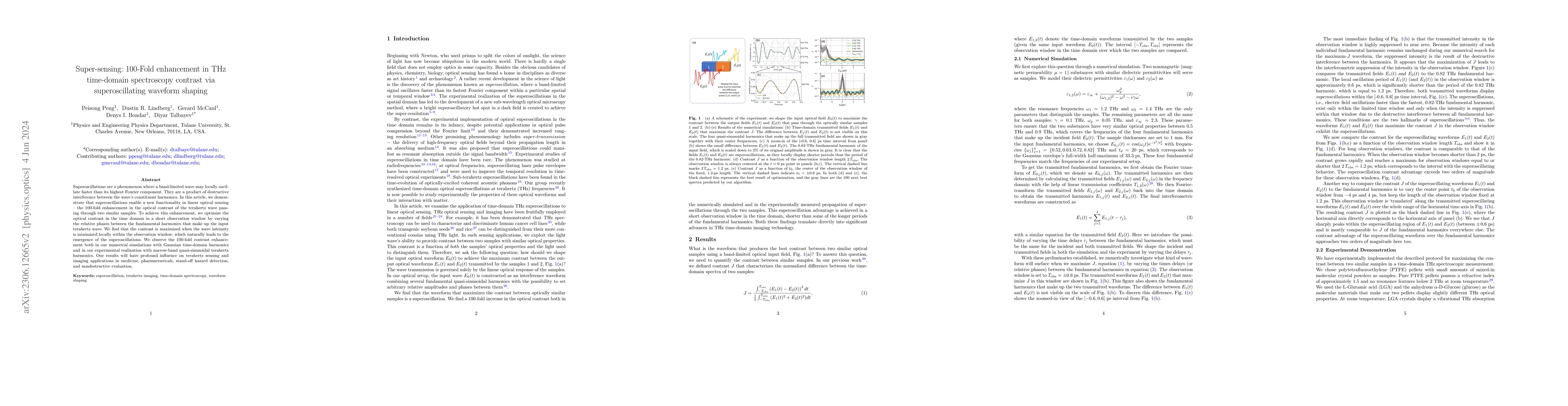 Thumbnail for Super-sensing: 100-Fold enhancement in THz time-domain spectroscopy
  contrast via superoscillating waveform shaping