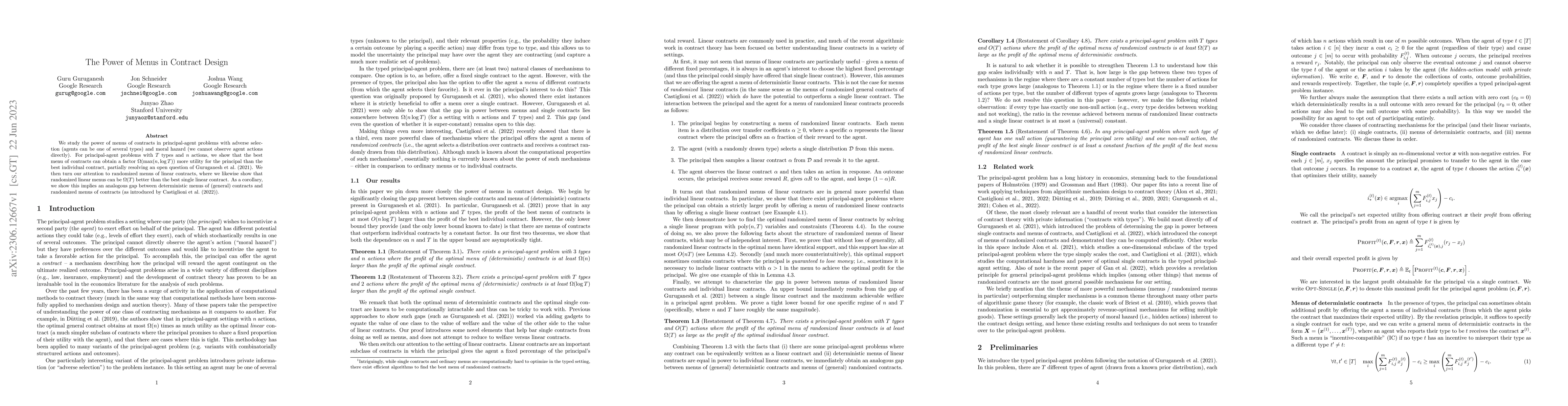 Thumbnail for The Power of Menus in Contract Design